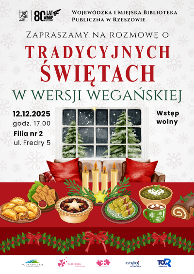 Grafika promująca spotkanie Tradycyjne święta w wersji wegańskiej